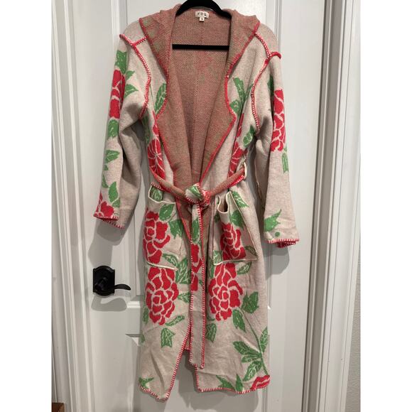 MSRP $129 ✨ POL Belted Hooded Sweater Cardigan – Rose Floral | Size S to L ✨ - Picture 2 of 7